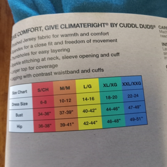 NWT Climate Right by CuddlDuds 2 Piece Crew Neck And Leggings/Size Large - Picture 4 of 5